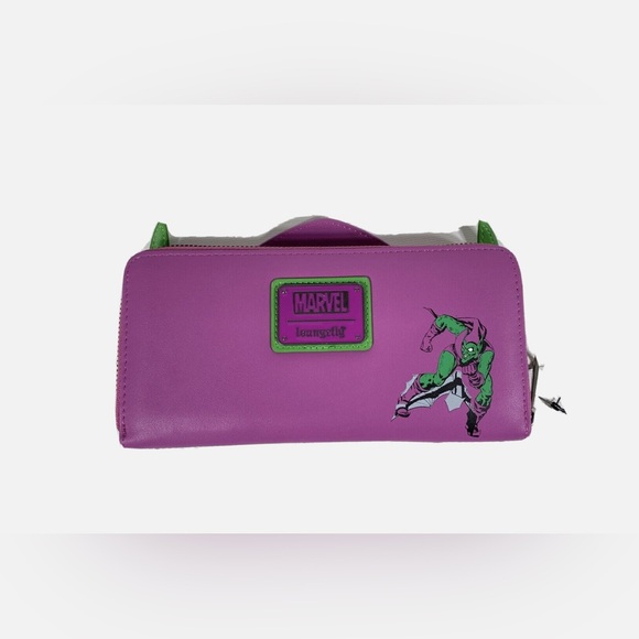 ❌SALE❌Loungefly Marvel Green Goblin Zip Around Full Size Wallet Exclusive NWT - Picture 2 of 6